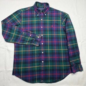 Polo Ralph Lauren L/S Flannel Shirt Blackwatch-Style Tartan Plaid Pony Size L
